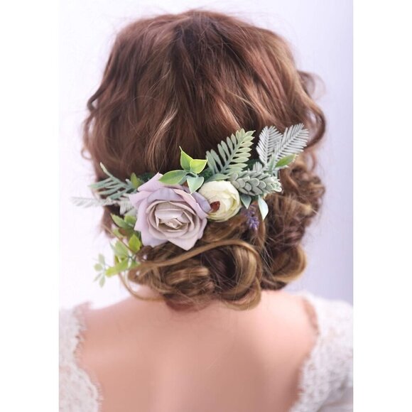 Lilac Lavender Flower Hair Comb | Floral Hair Accessories Purple Floral Hair Comb Bridal Wedding Garden Prom Hair Accessory Violet Flower